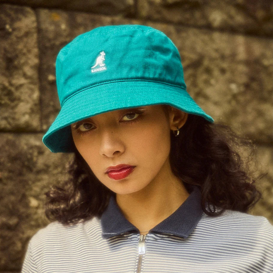 Kangol Washed Bucket Hat - Marine Teal – Zha Huo Dian Pte. Ltd.