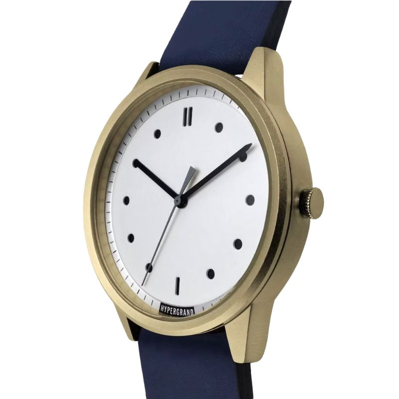 HYPERGRAND 02 Nato Gold White Face with Classic Navy Leather Strap - From The Archives