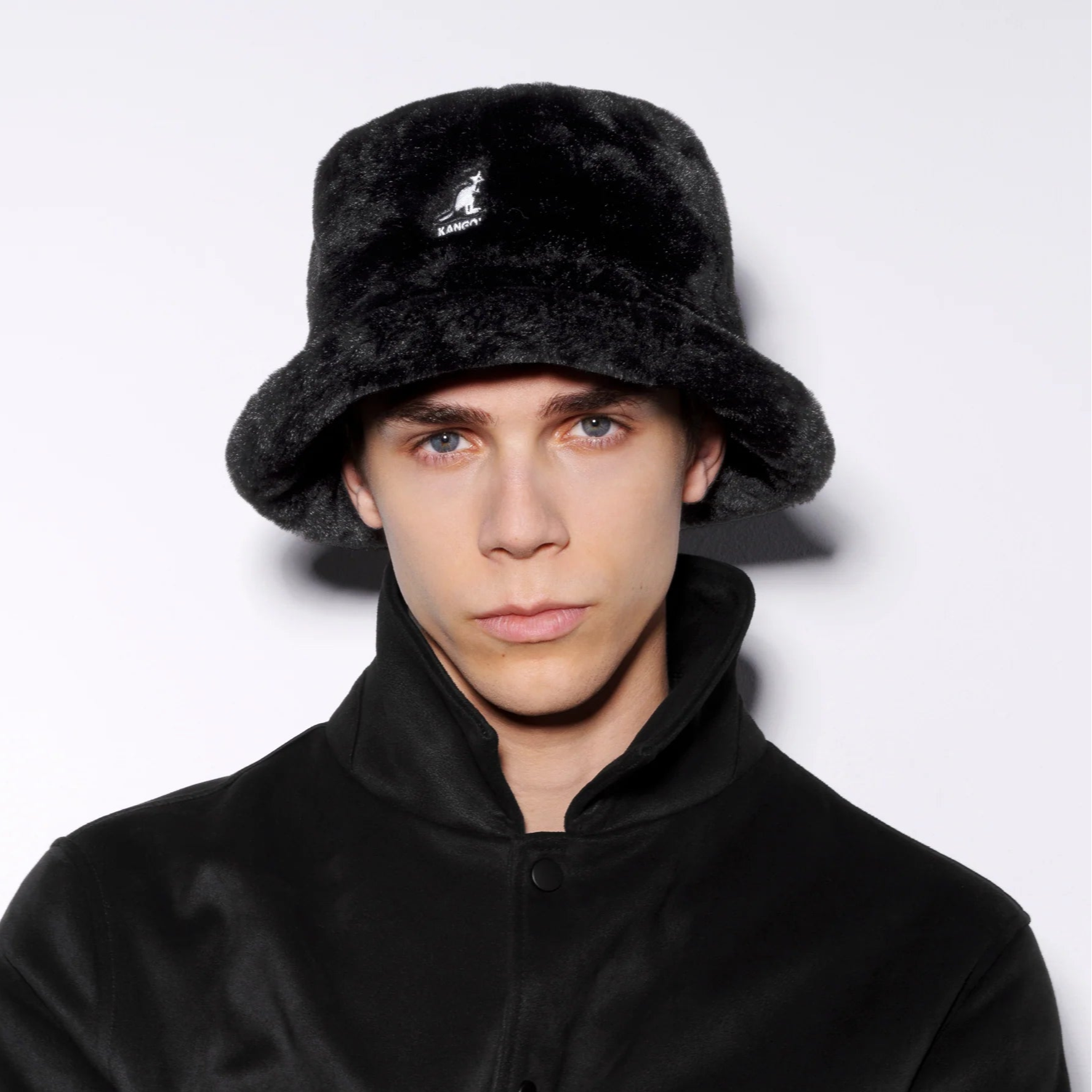 Kangol Faux Fur Bucket Hat - Solid Black