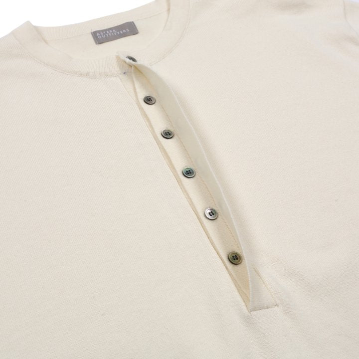 Asterr Long-Sleeve Henley Neck Knit - Supima Cotton