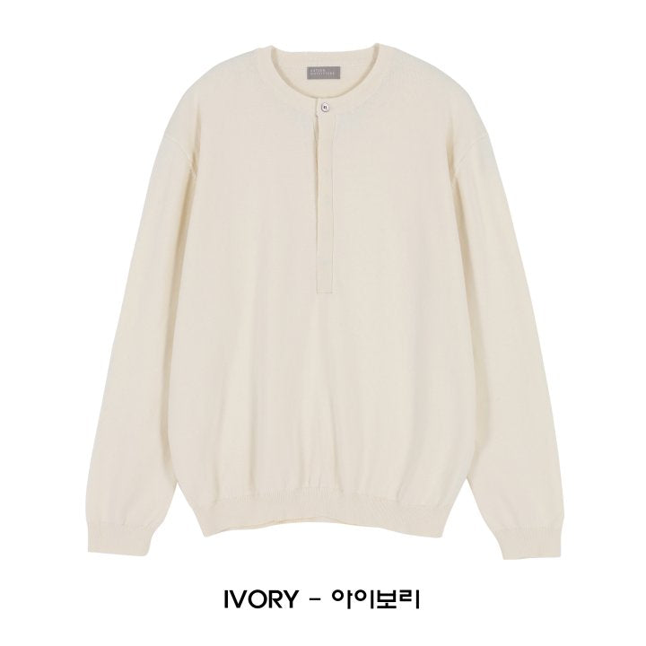 Asterr Long-Sleeve Henley Neck Knit - Supima Cotton