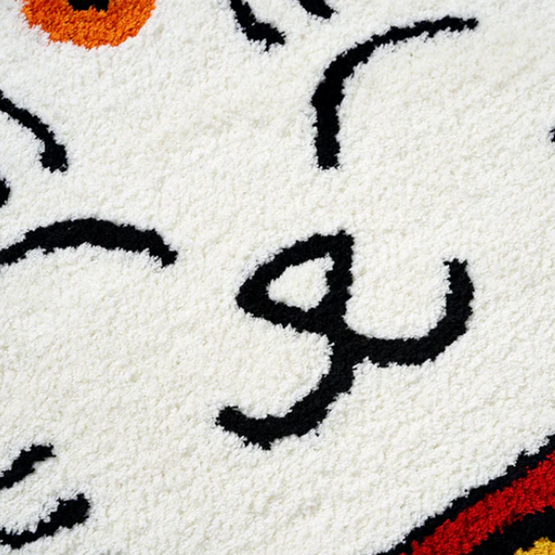 New Year Cat Rug White